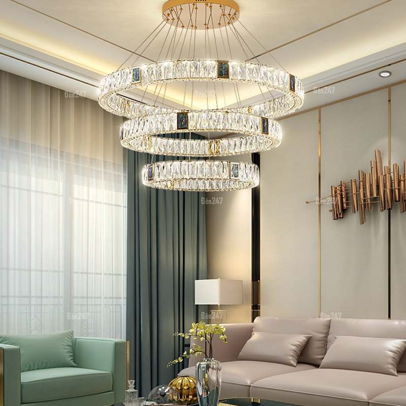 Đèn thả 3 vòng pha lê TPL-81028/6+4+3