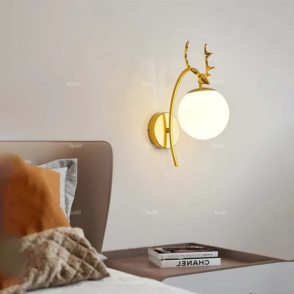Đèn gắn tường phòng ngủ hình cầu đầu hươu VB-1749/1GD