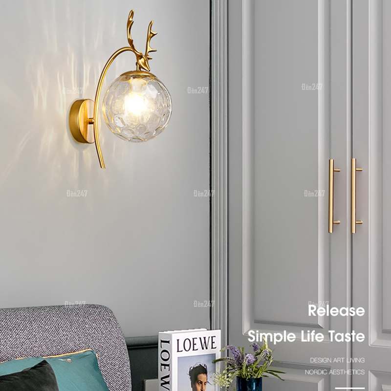 Đèn tường phòng ngủ hình cầu đầu hươu VB-1750/1GD