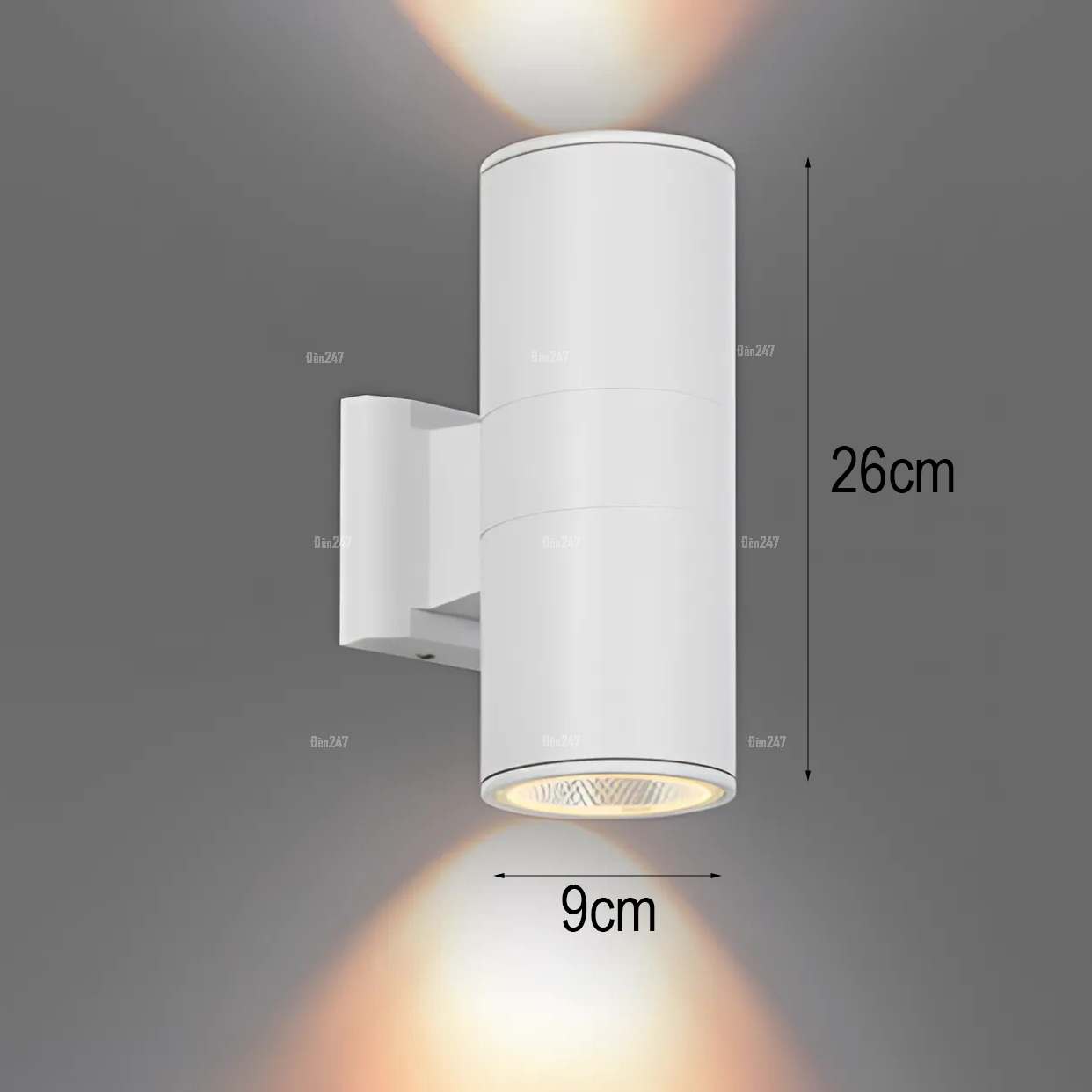Đèn hắt tường 2 đầu trụ tròn trắng VL-2241/2