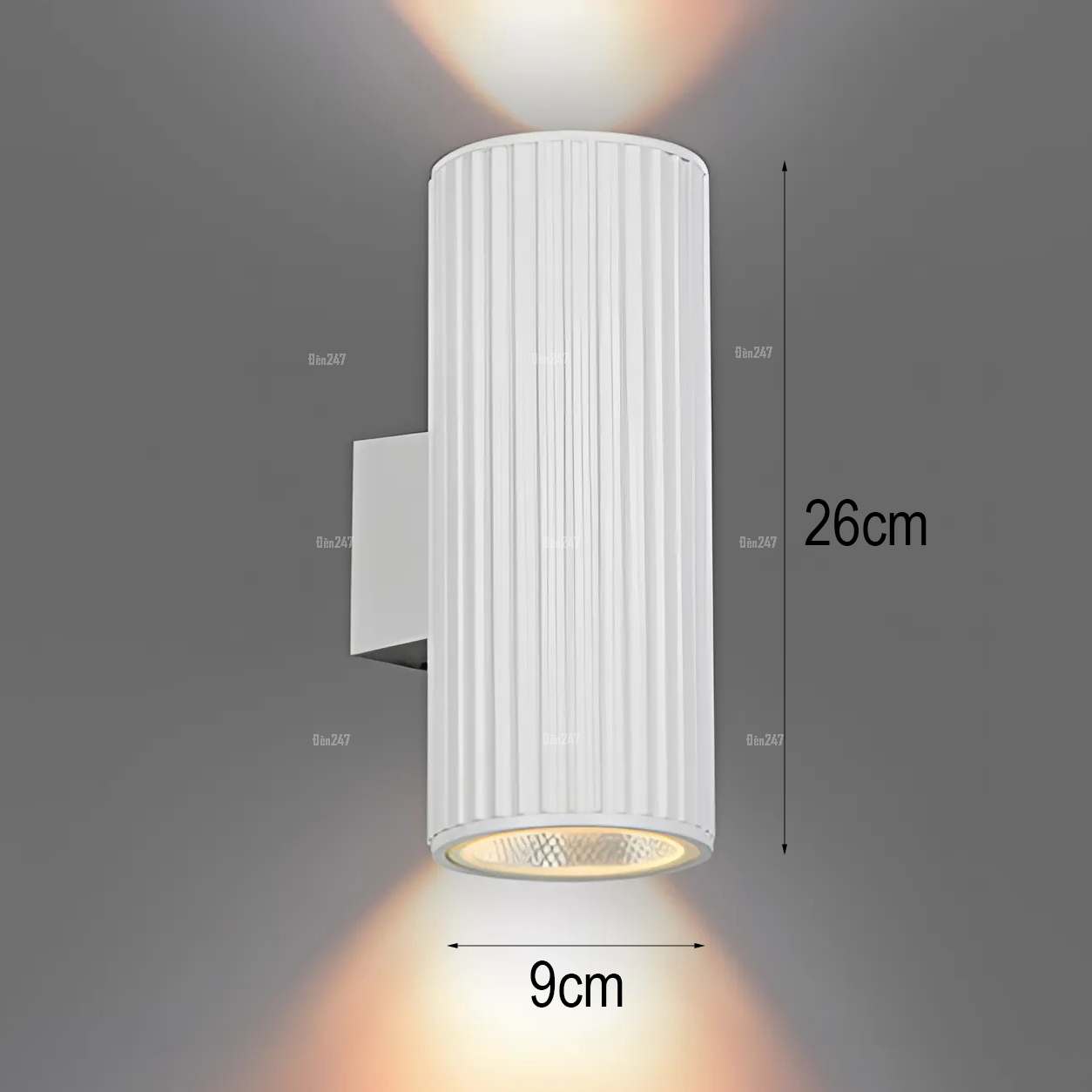 Đèn hắt tường 2 đầu trụ tròn trắng nhám VL-2242/2