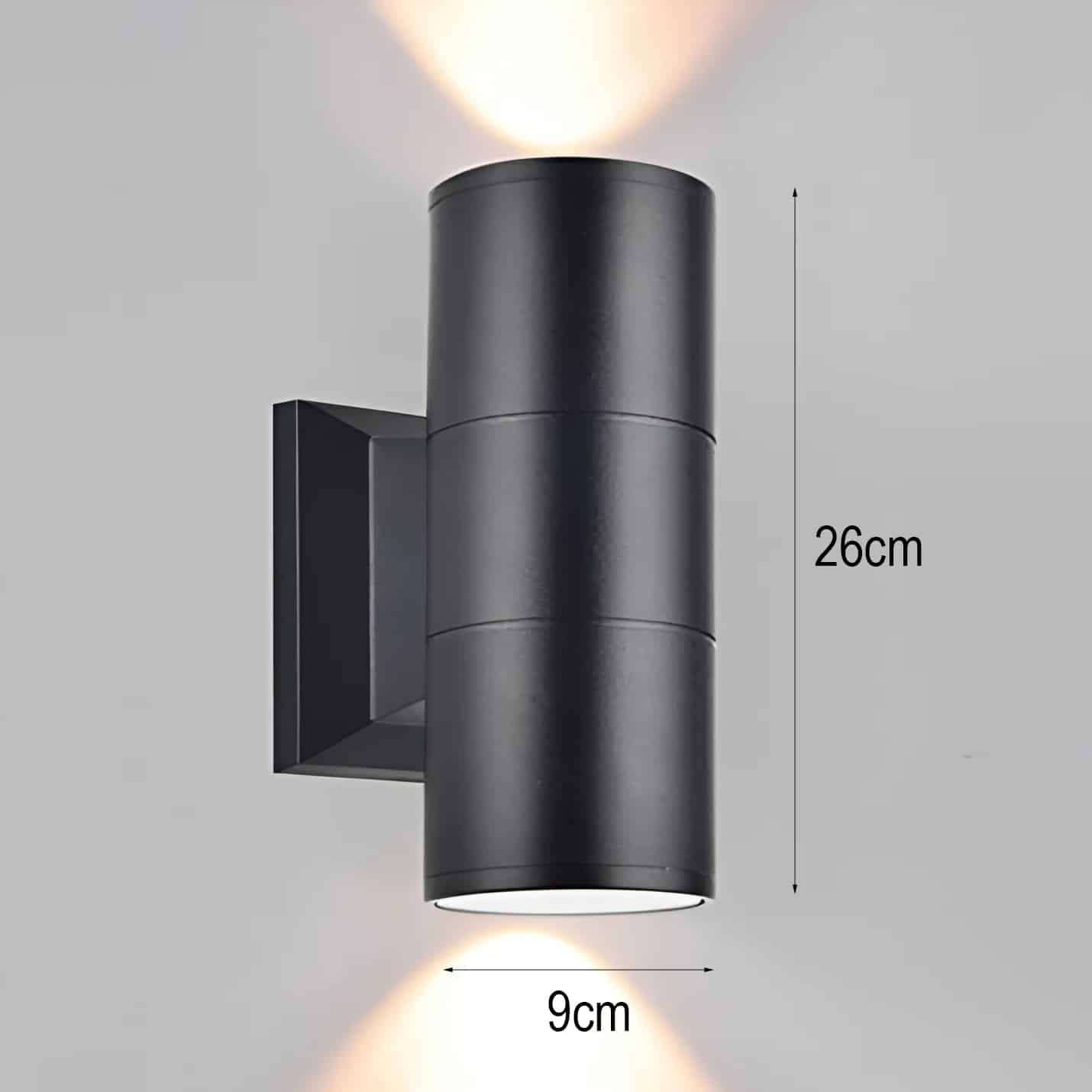 Đèn hắt tường trụ tròn đen 2 đầu sáng VL-2516/2