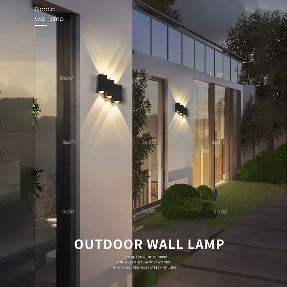 Đèn led hắt tường vuông bậc thang VL-8104/6-BK