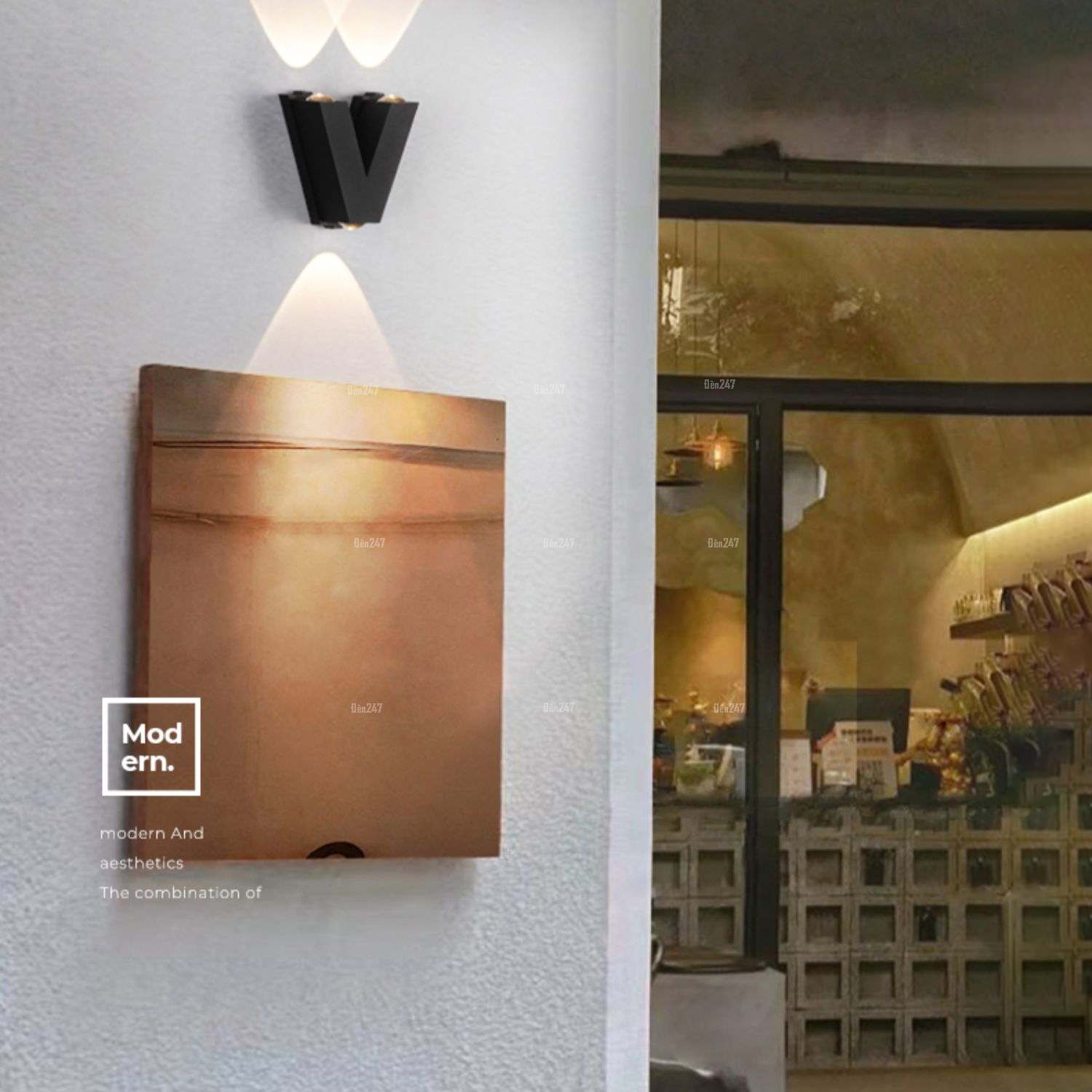 Đèn 3 tia chữ V hắt tường VL-8804/BK