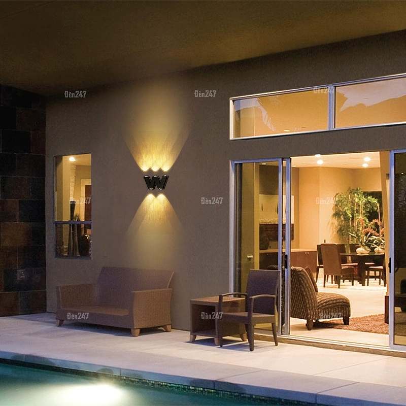 Đèn 5 tia chữ W hắt tường VL-8805/BK