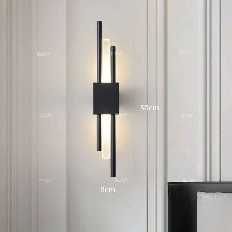 Đèn vách led pha lê thanh tròn màu đen VPL-646/BK