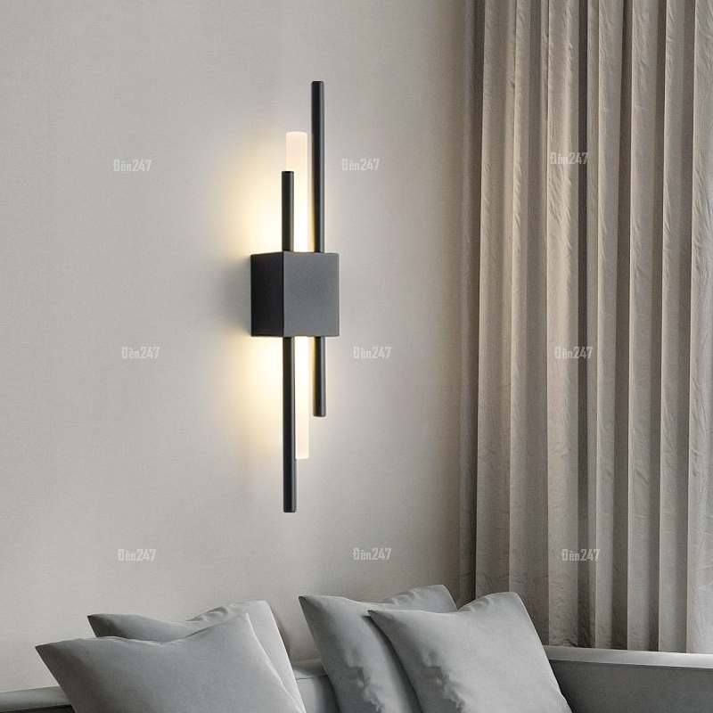 Đèn vách led pha lê thanh tròn màu đen VPL-646/BK