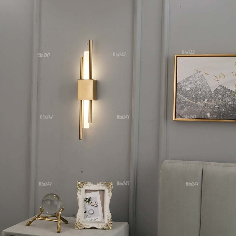 Đèn vách led pha lê thanh tròn màu vàng VPL-646/GD