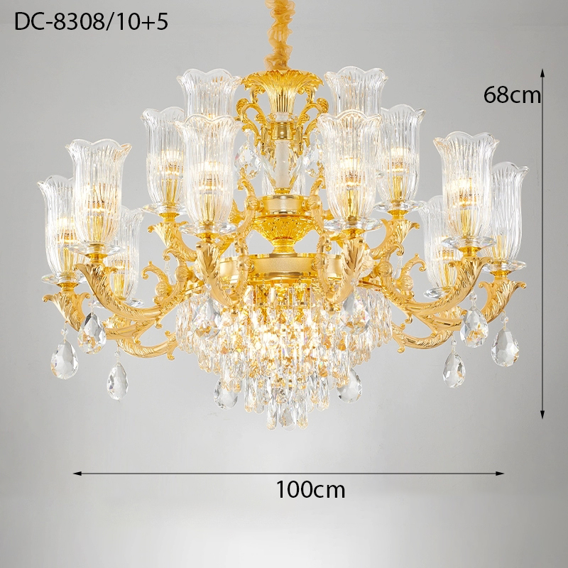 Đèn chùm pha lê vàng DC-8308/10+5