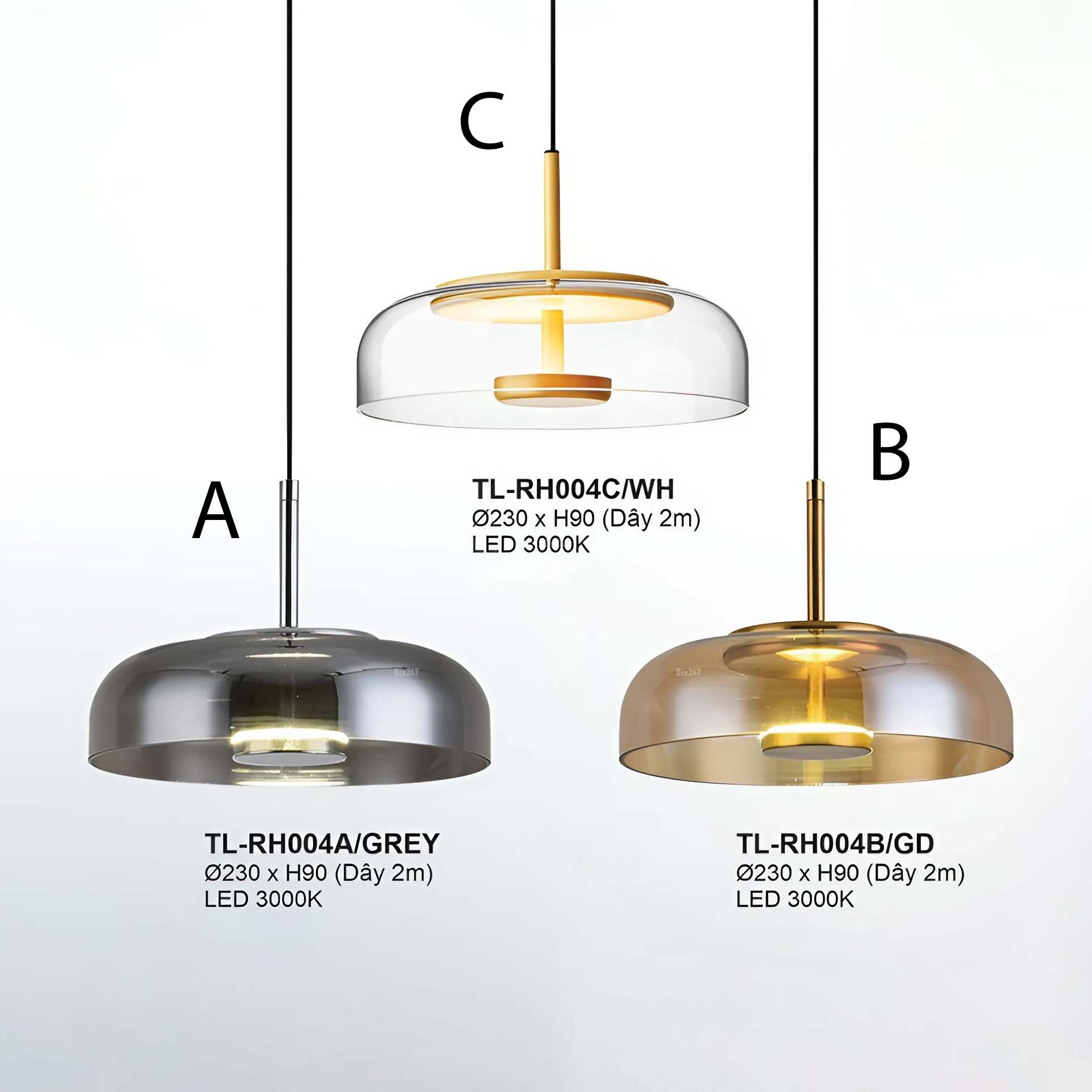 Đèn treo bàn ăn trong suốt TL-RH004/WH