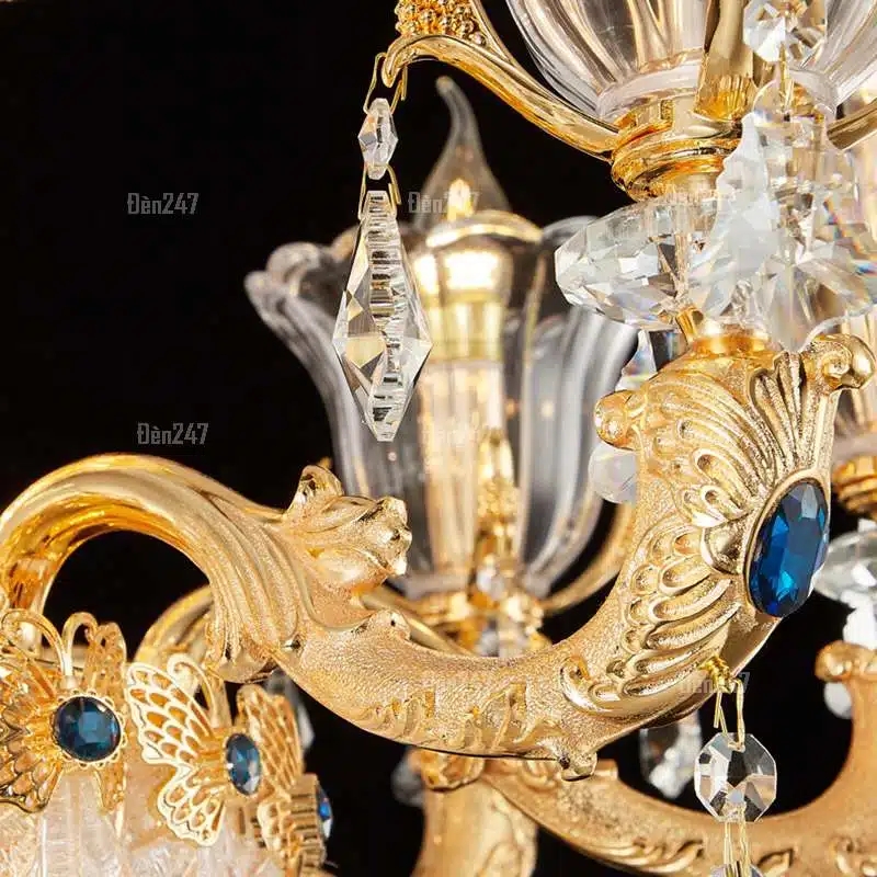 Đèn chùm thông tầng pha lê K9 48 tay đồng CD1286/16+8+12+6+6