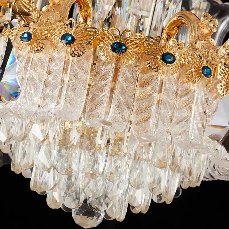 Đèn chùm thông tầng pha lê K9 48 tay đồng CD1286/16+8+12+6+6