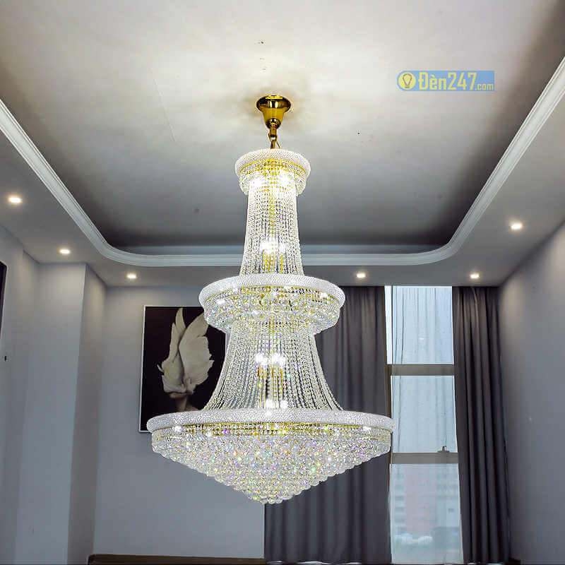 Đèn chùm pha lê thông tầng sảnh tiệc cưới CFL2333/800