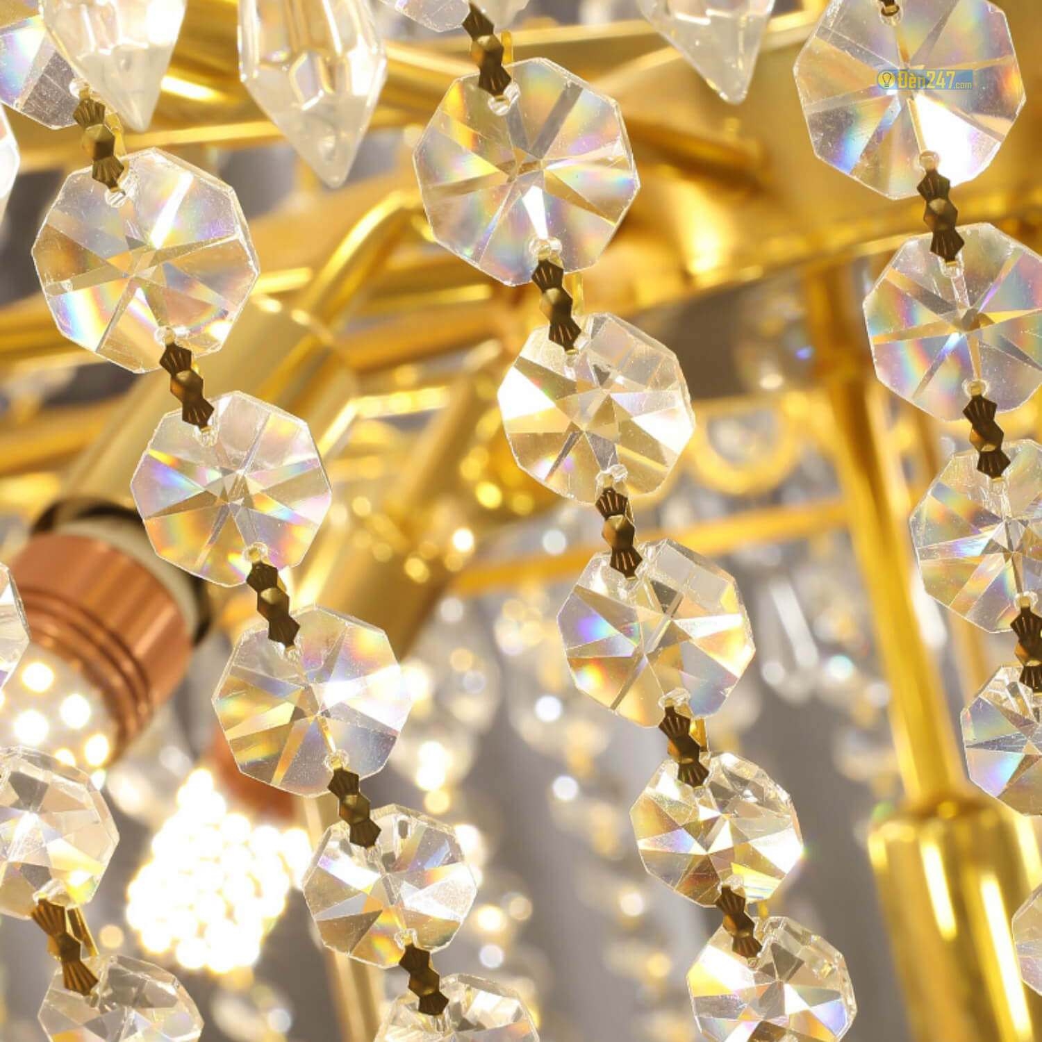 Đèn chùm pha lê thông tầng phòng khách CFL3517