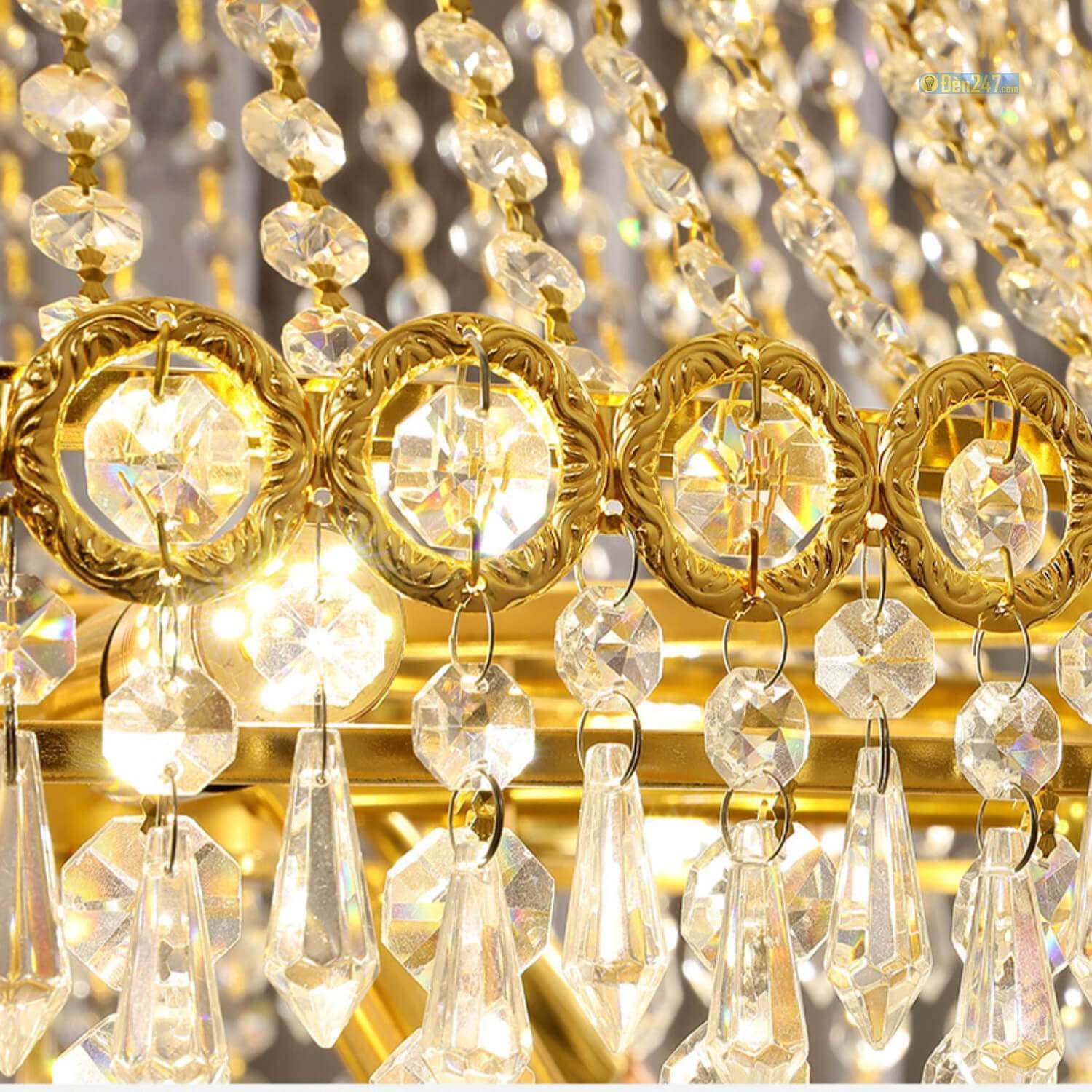 Đèn chùm pha lê thông tầng phòng khách CFL3517