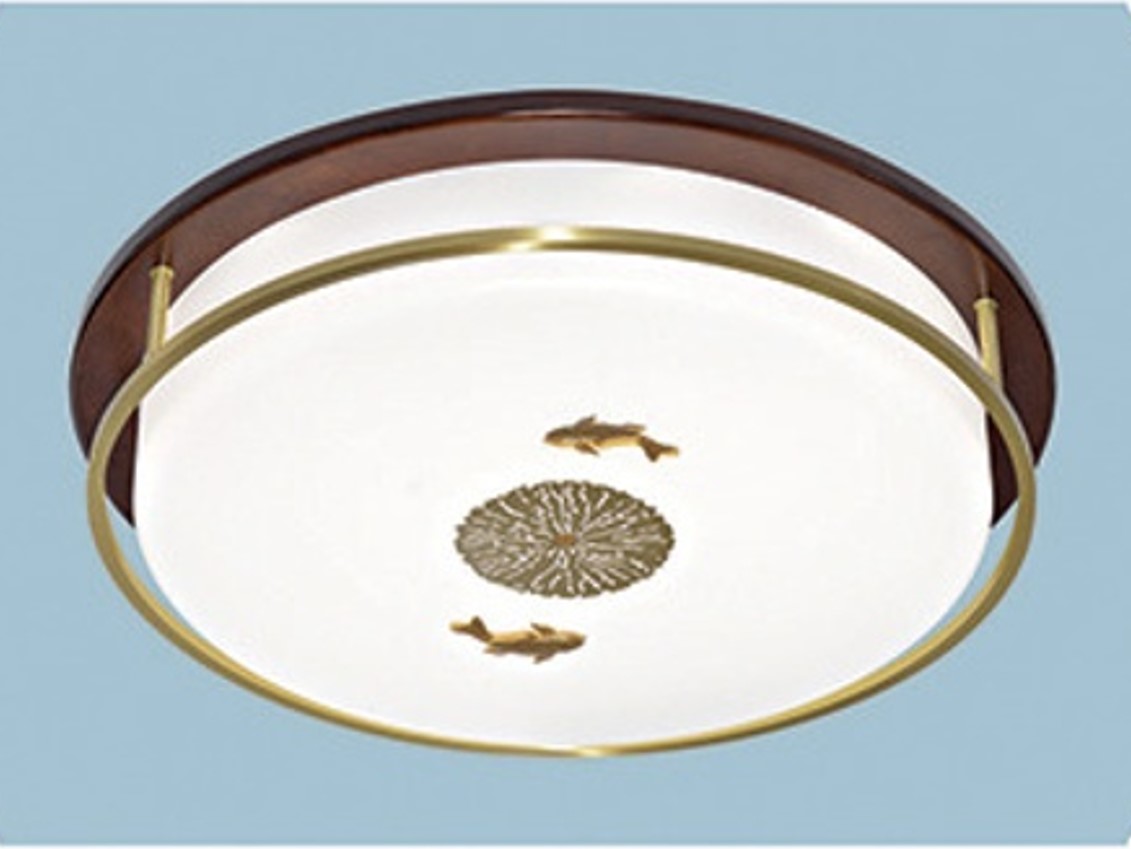 Đèn ốp trần đồng tròn đế gỗ OD3116