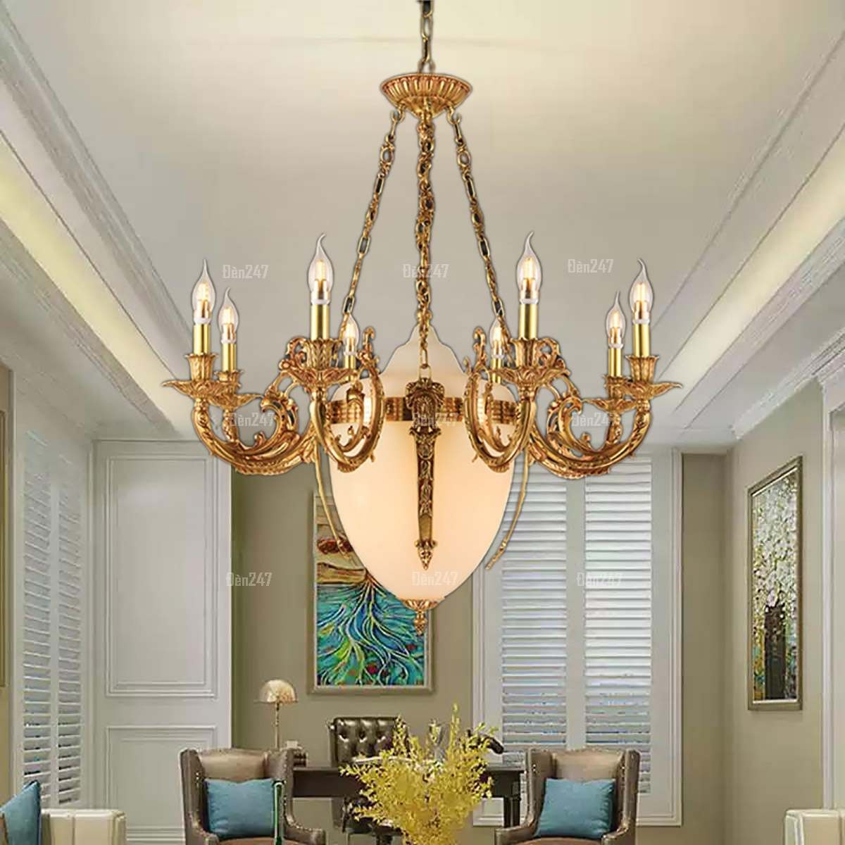 Đèn chùm đồng Châu Âu 8 tay nến CD1087/8
