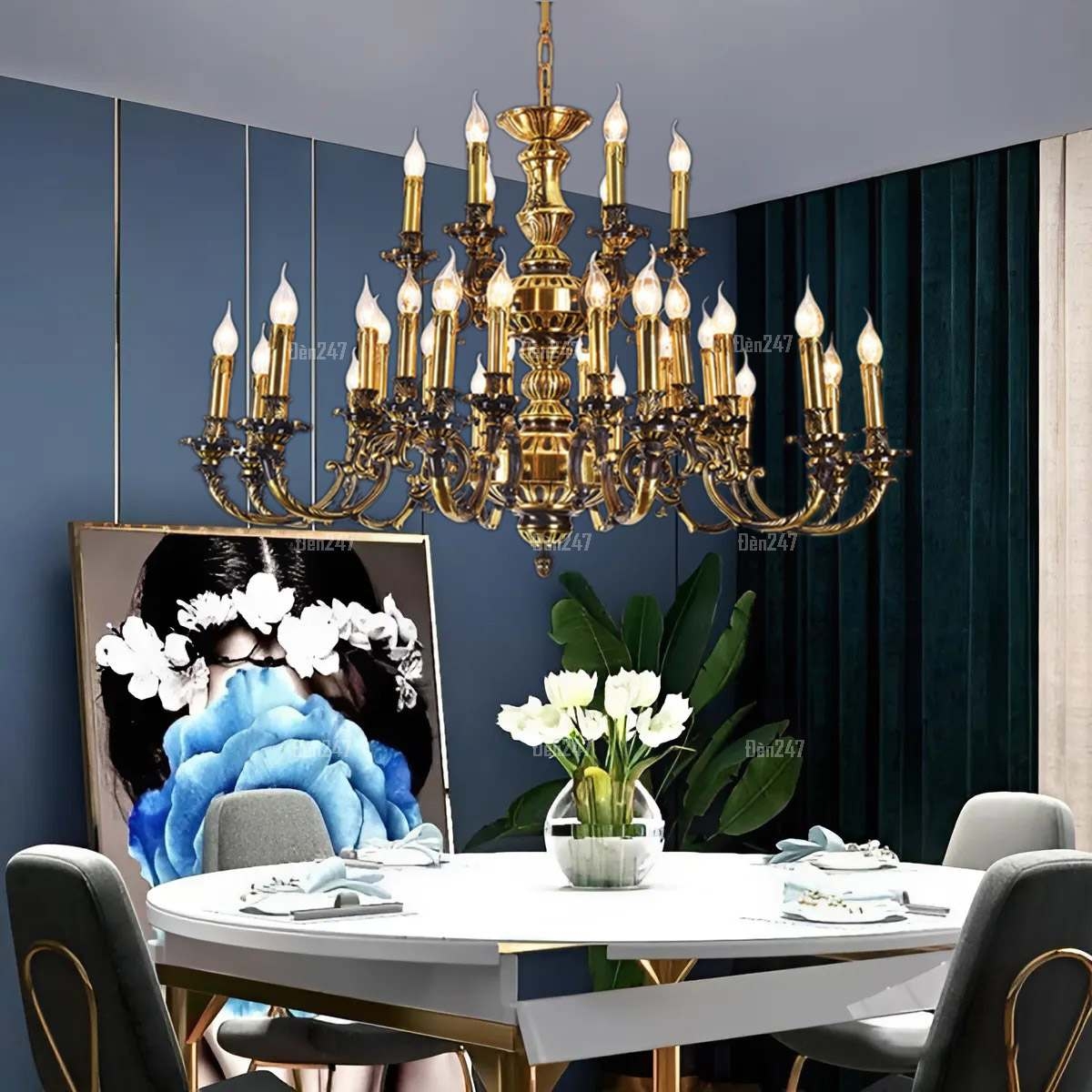 Đèn chùm đồng cổ 30 tay CD1101/24+6