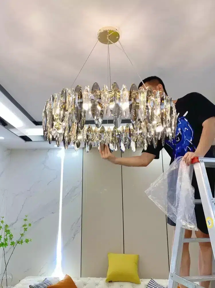 Đèn thả tròn pha lê màu hổ phách CFL2840/600