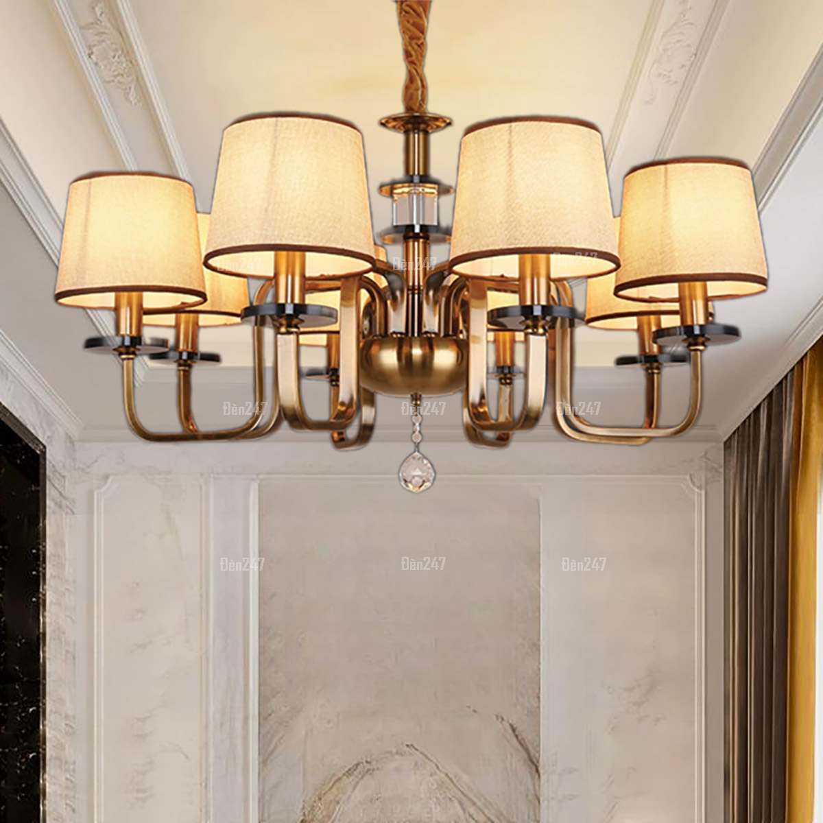Đèn chùm cổ điển Châu Âu 8 tay chao vải CC9028/8