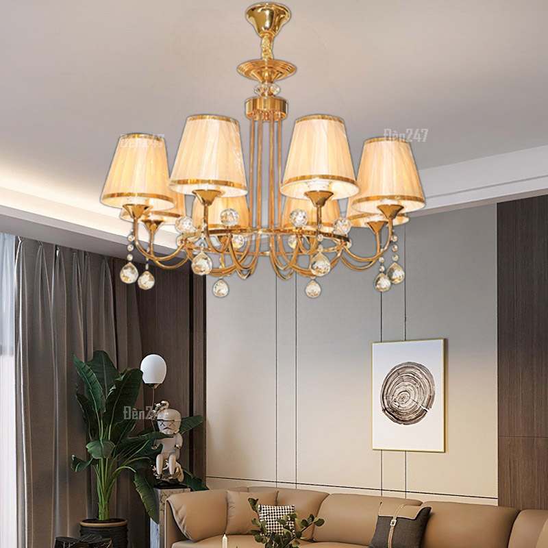 Đèn chùm cổ điển phòng khách chao vải CC9127/8
