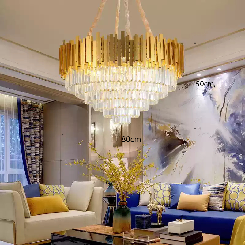 Đèn thả pha lê tròn thân vàng CFL1239/800