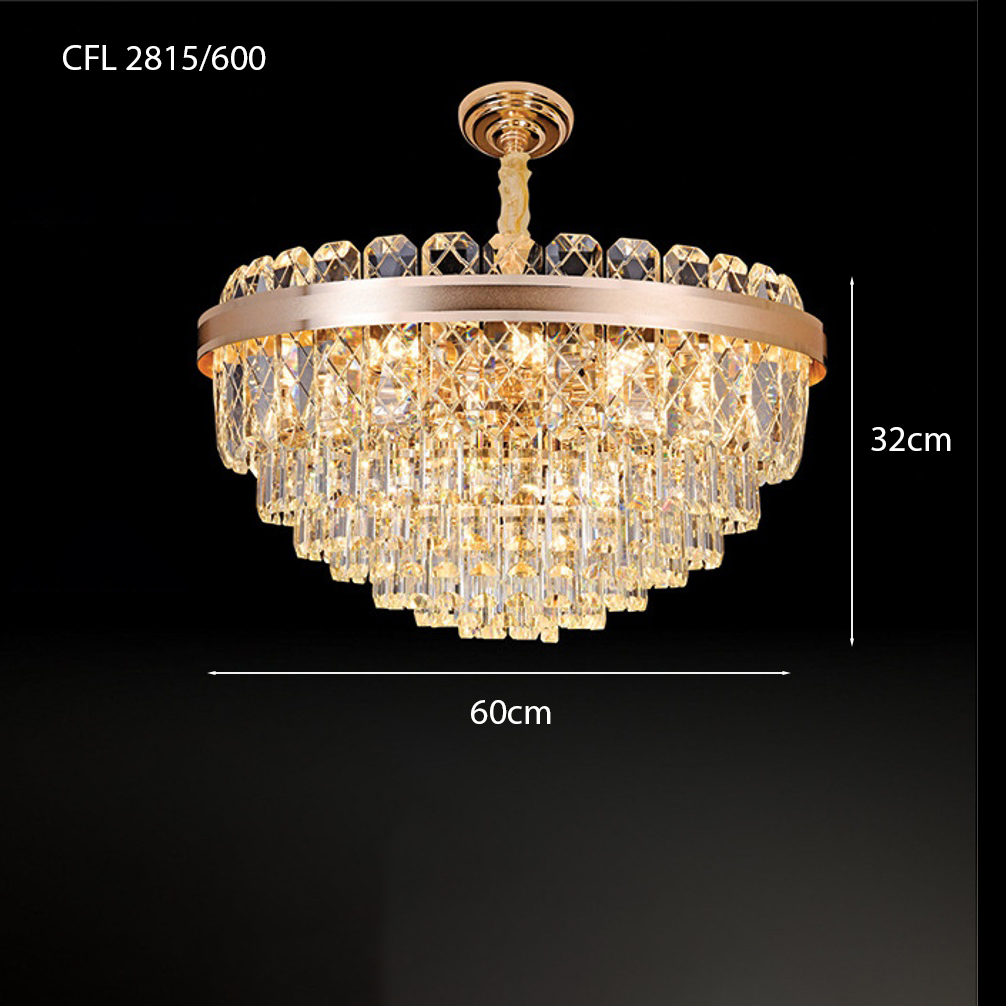 Đèn pha lê viền màu vàng đồng CFL2815/600