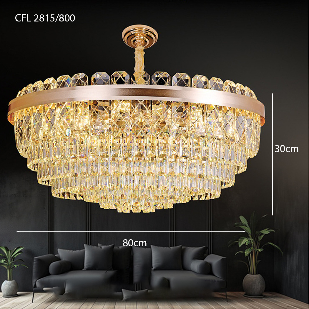 Đèn pha lê viền màu vàng đồng CFL2815/800