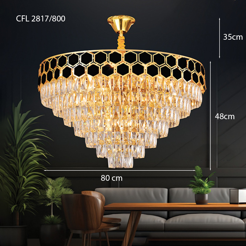 Đèn pha lê viền lục giác màu đen CFL2817/800