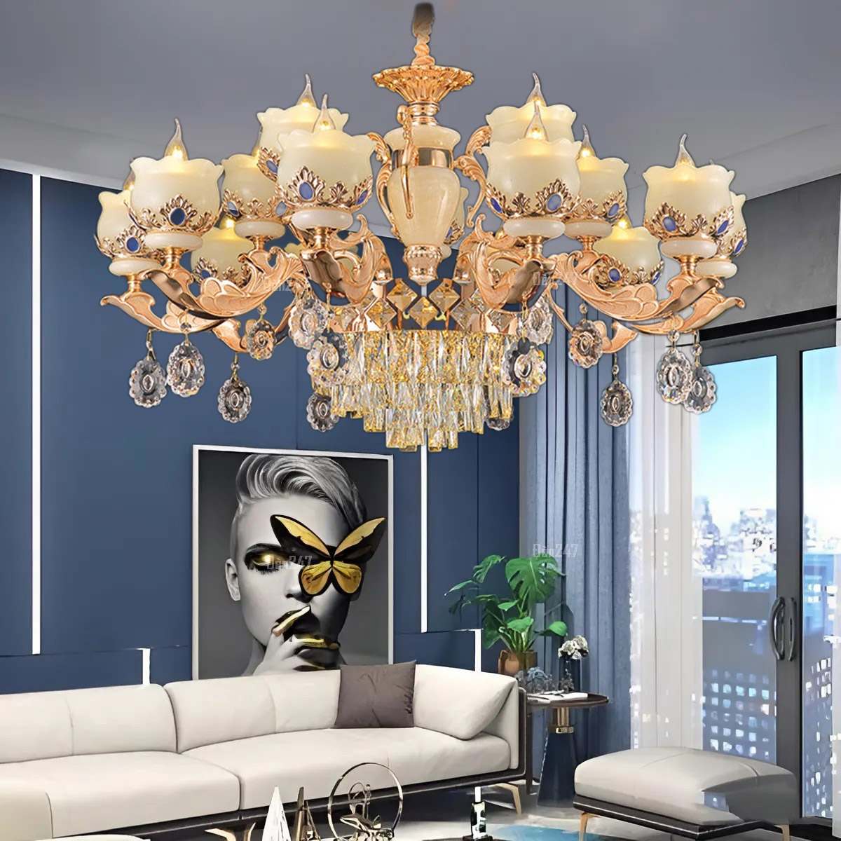 Đèn chùm pha lê 15 tay nhôm đúc CN1778/15