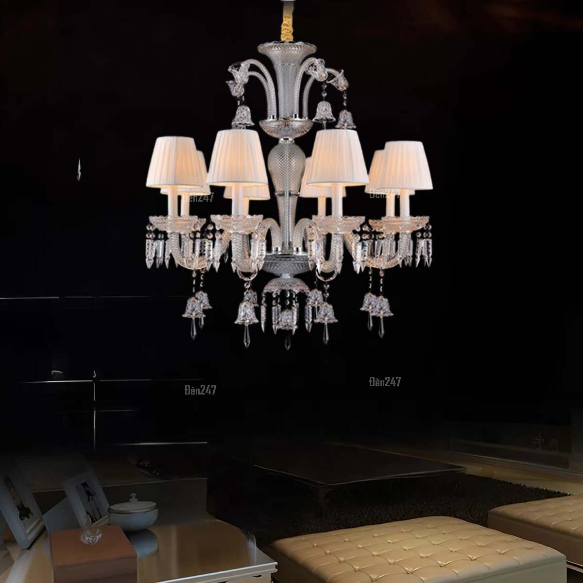 Đèn chùm pha lê chuông cho phòng ngủ 8 tay CN5156/8