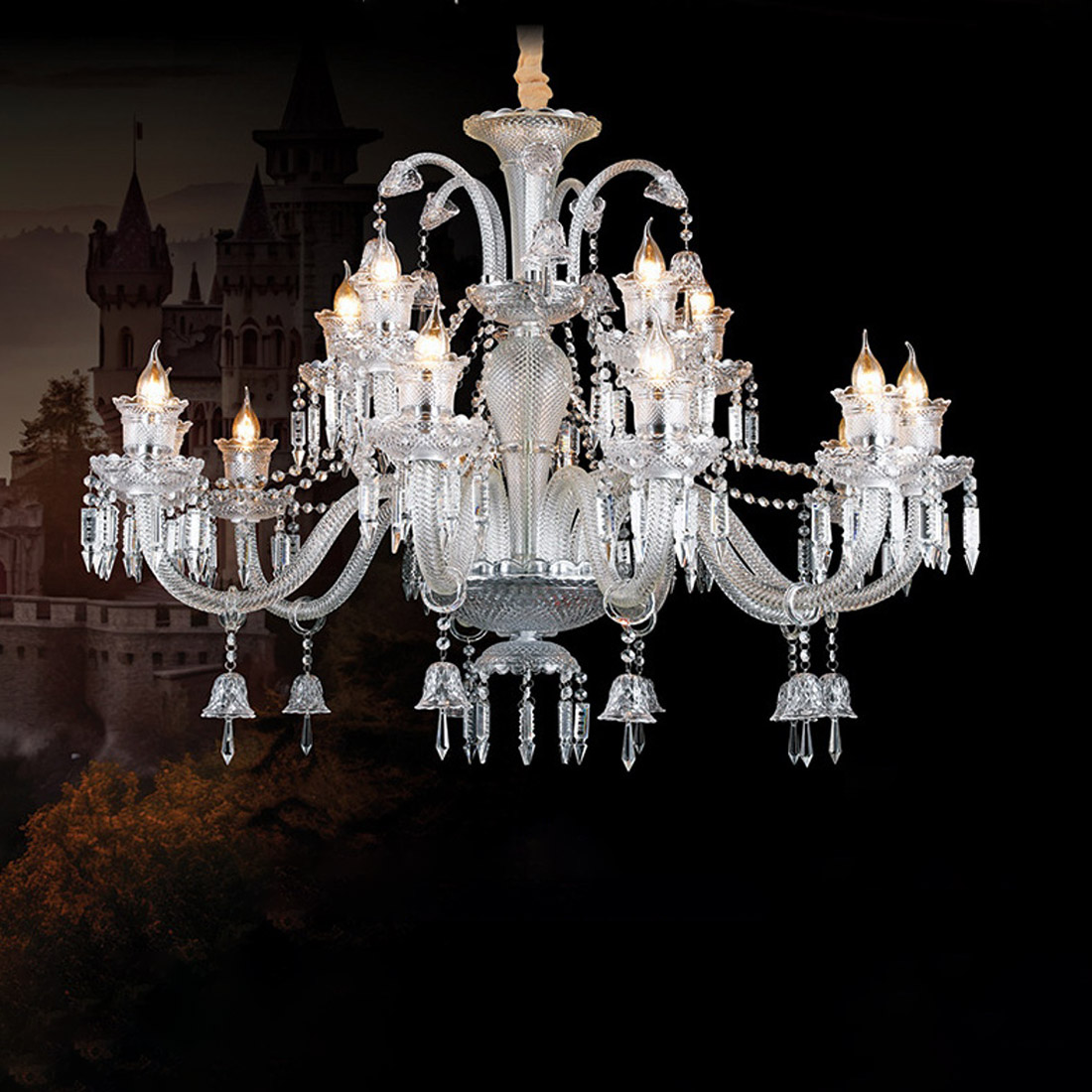 Đèn chùm pha lê chuông 15 tay CN5158/15