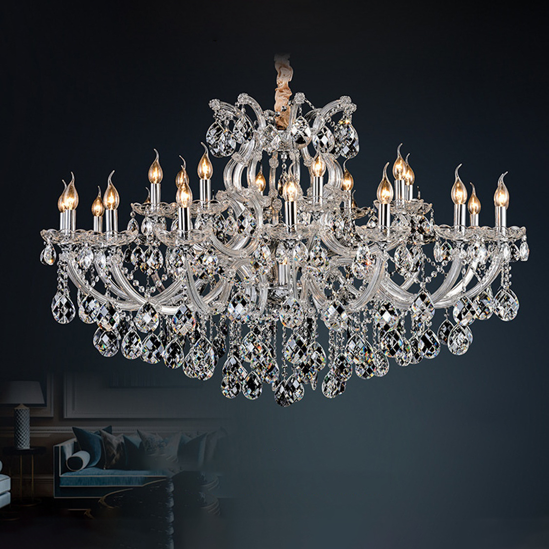 Đèn chùm pha lê phòng khách lớn CN8127/16+8