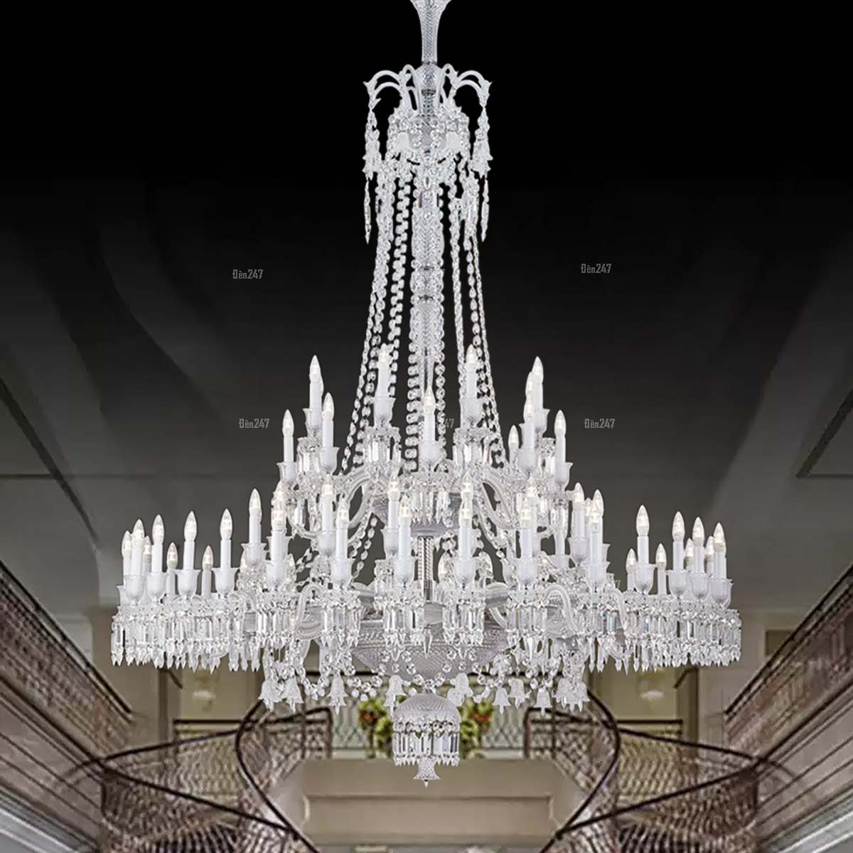 Đèn chùm pha lê thông tầng 64 tay CN8140/32+16+8+8