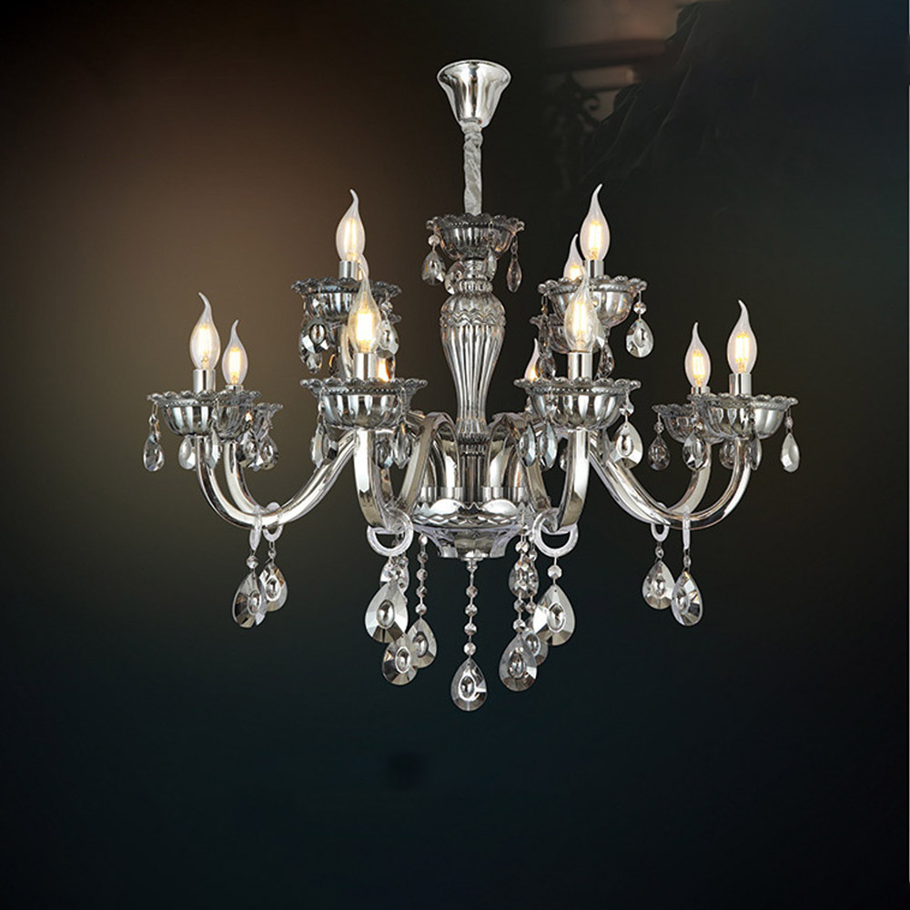 Đèn chùm pha lê khói tráng gương 12 tay CN8150/12