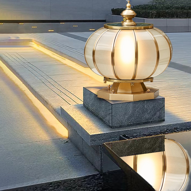 Đèn trụ cổng đồng tròn năng lượng mặt trời TD2111/300