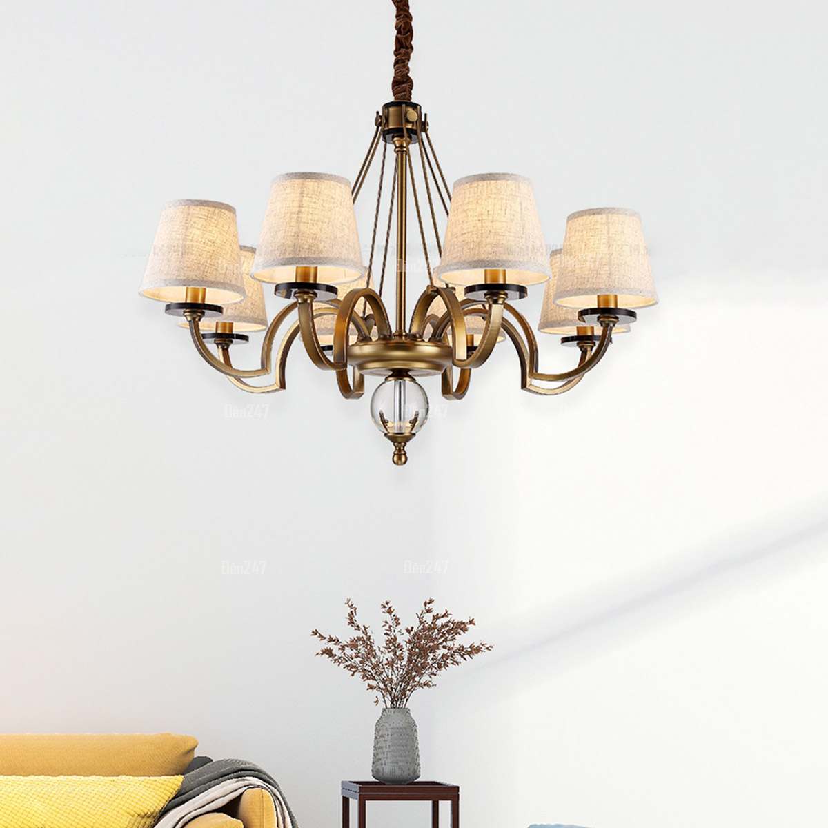 Đèn chùm cổ điển Châu Âu chao vải CC9118/8