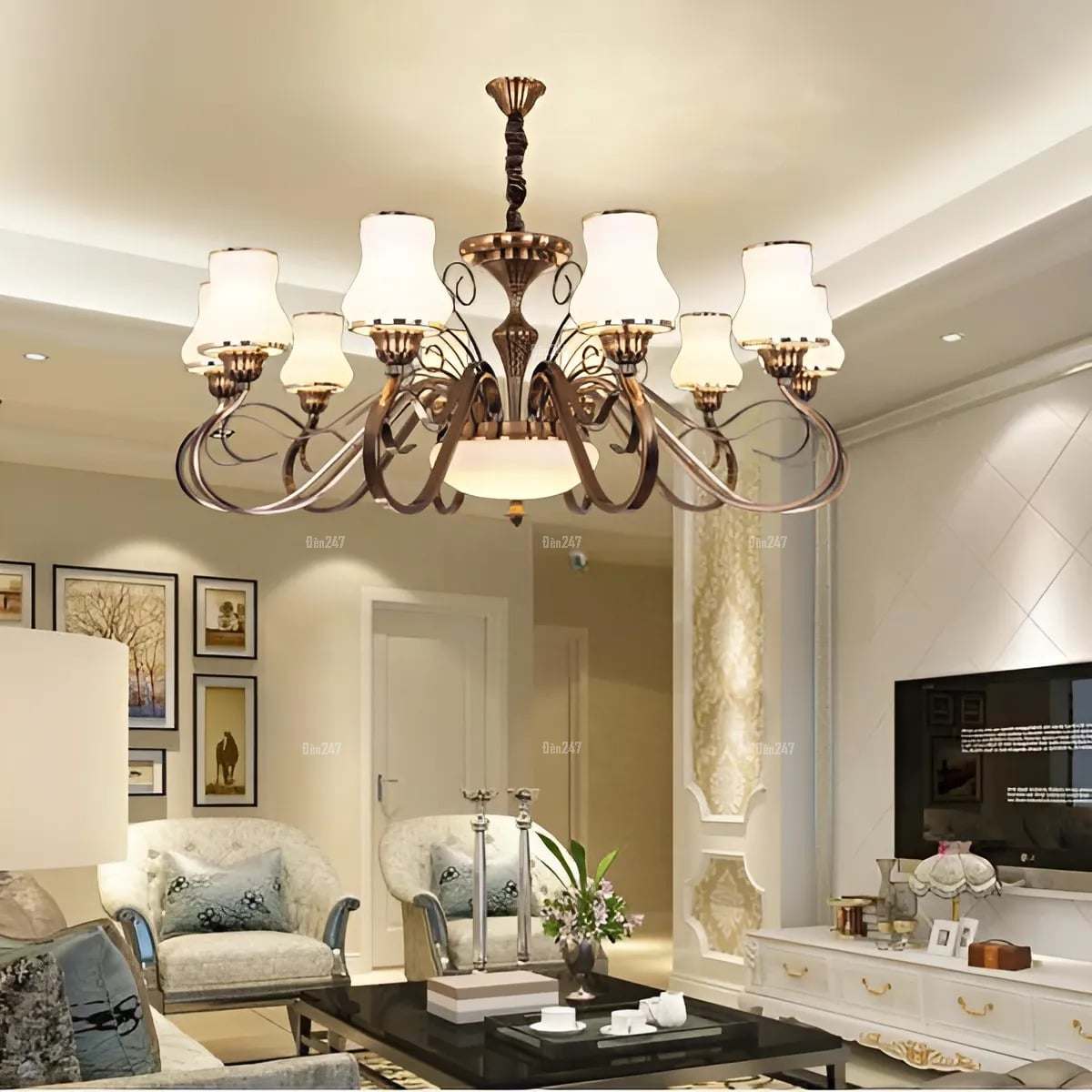 Đèn phong cách Châu Âu màu vàng nâu CC9119/10