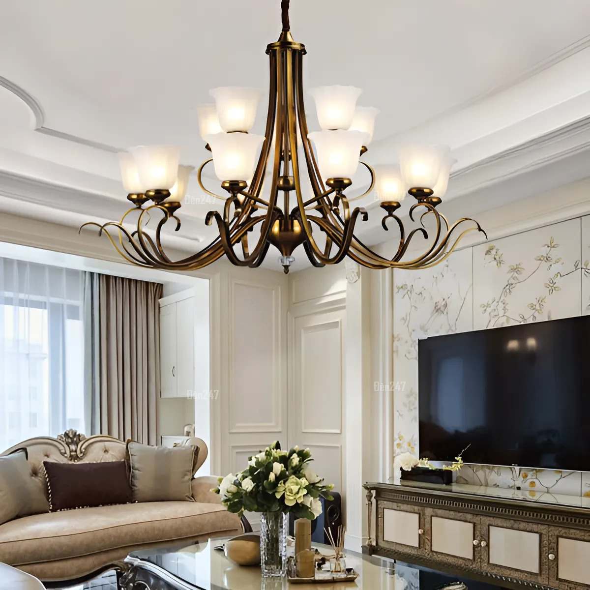 Đèn chùm cổ điển màu đồng nâu 15 tay CC9124/15