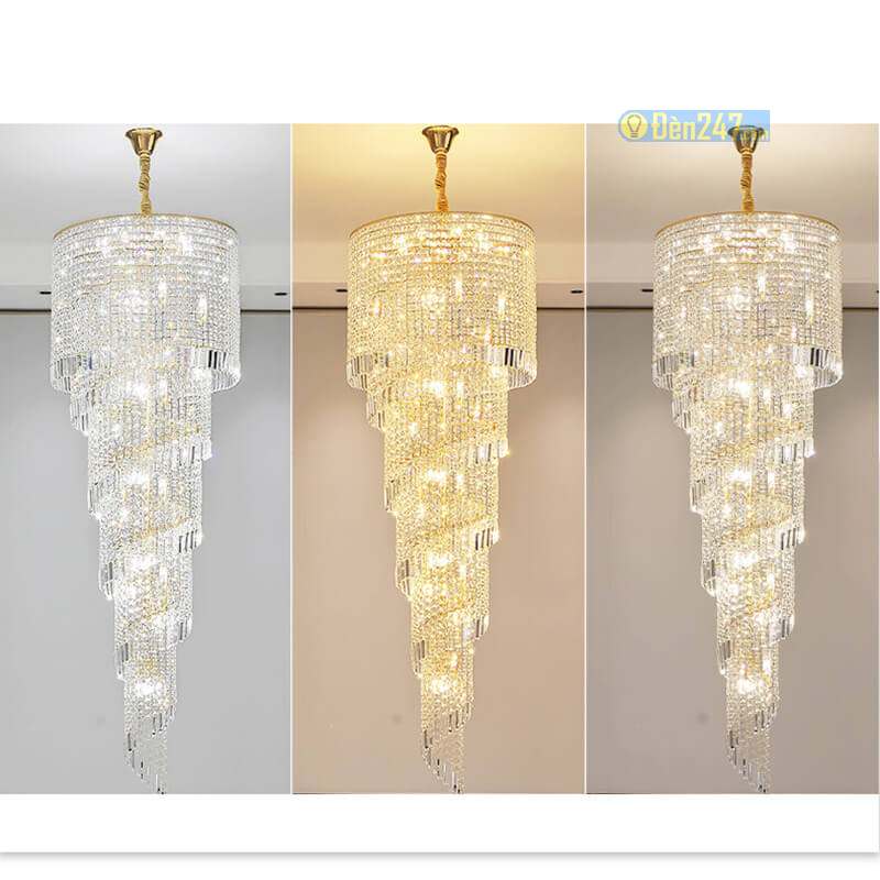 Đèn chùm pha lê K9 thông tầng cầu thang CFL3514/550