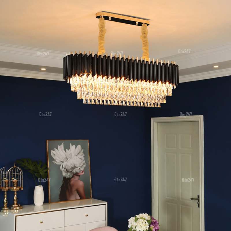 Đèn pha lê thả bàn ăn thân màu đen CFL8096