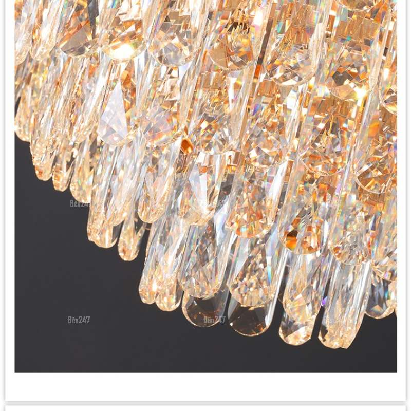 Đèn thả trần pha lê viền da đen CFL9904