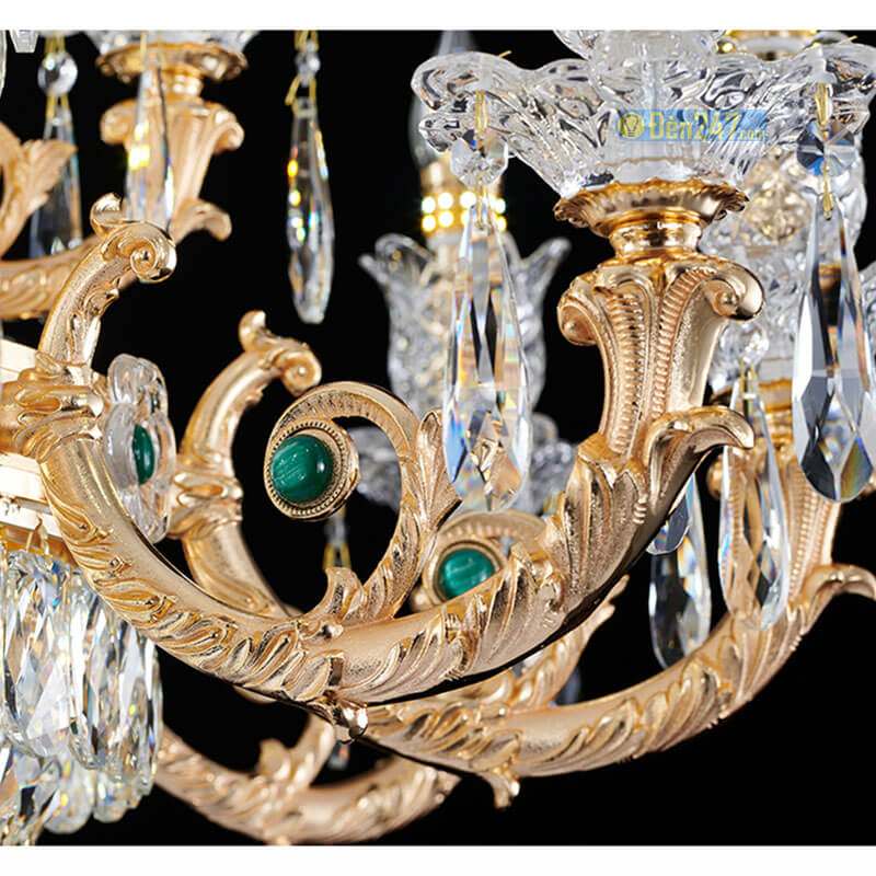 Đèn chùm pha lê K9 8 tay thân màu vàng 18K CN1287/8