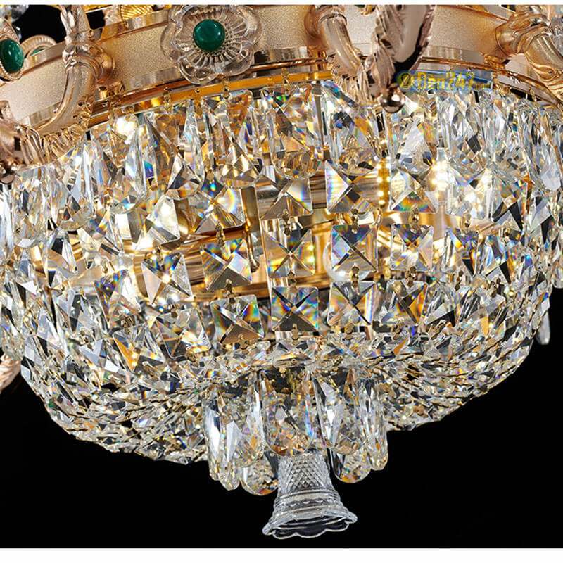 Đèn chùm pha lê K9 8 tay thân màu vàng 18K CN1287/8