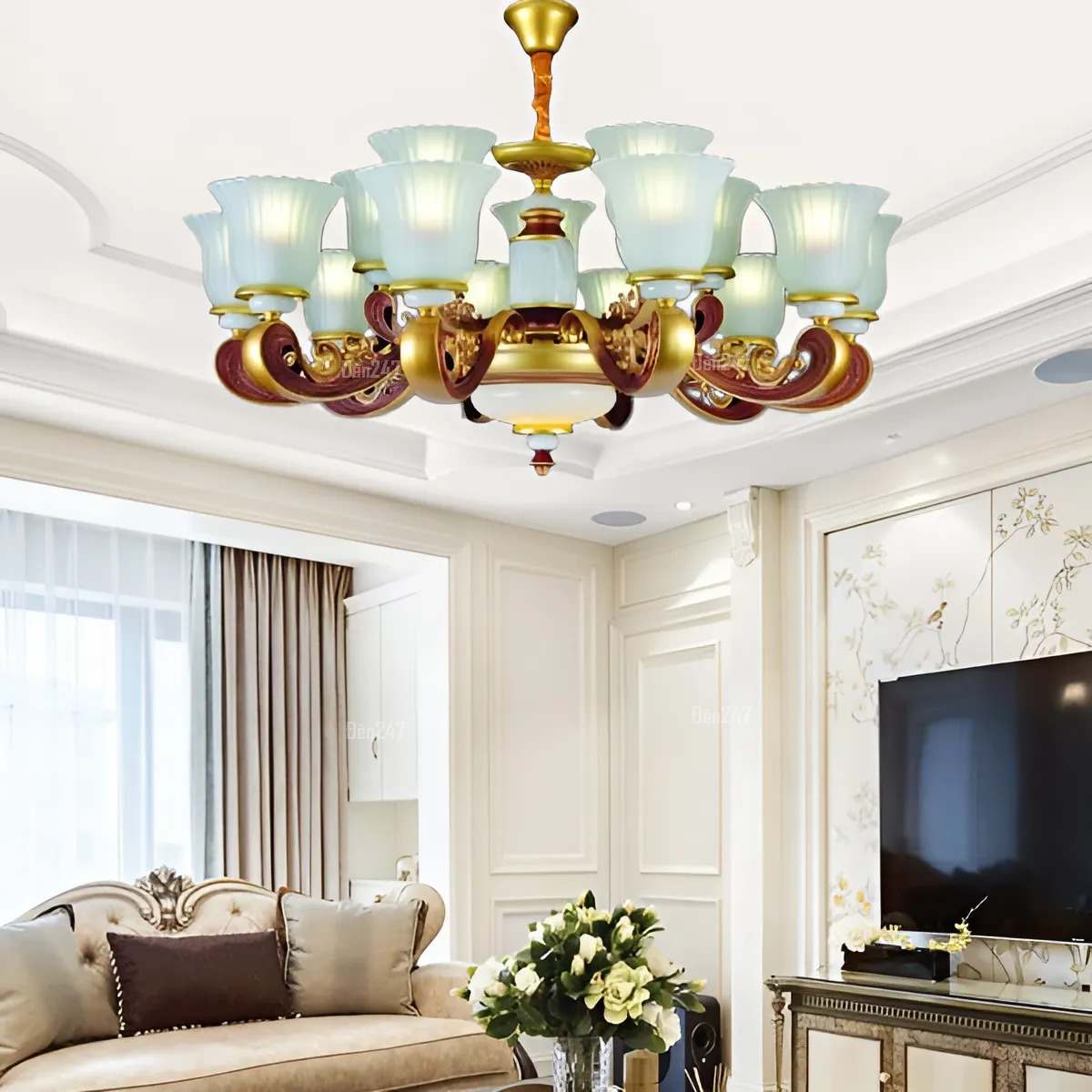 Đèn chùm cổ điển Châu Âu 15 tay CN369/15