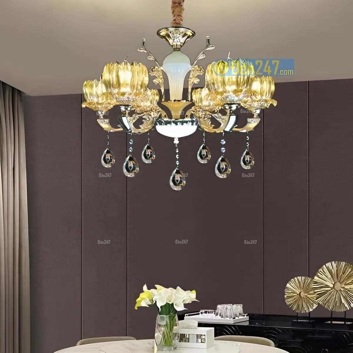 Đèn chùm pha lê phòng khách nhỏ 8 tay CN5099/6
