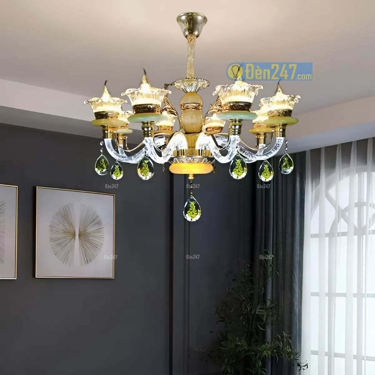 Đèn chùm pha lê phòng khách nhỏ 8 tay sáng CN8322/8