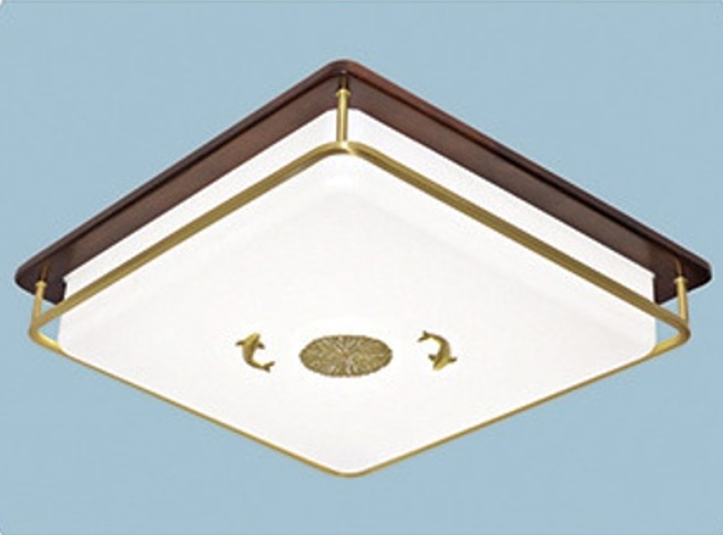 Đèn ốp trần đồng vuông đế gỗ OD3115