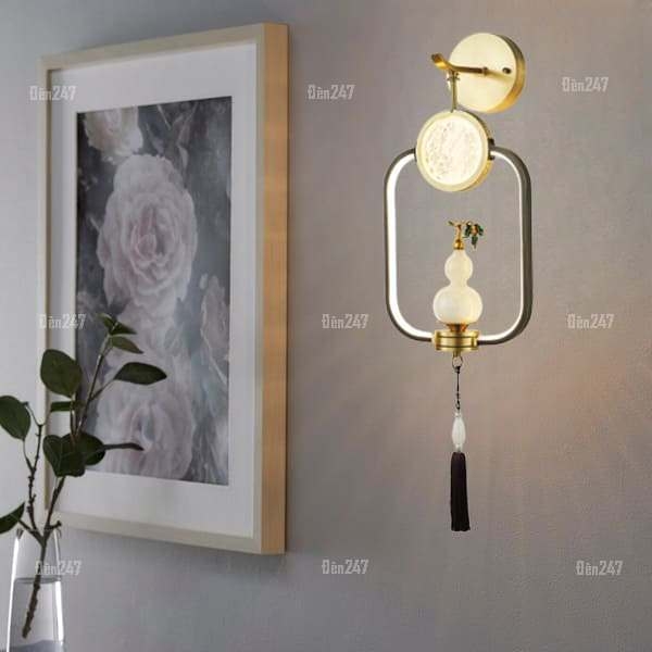 Đèn tường đồng tân cổ điển hồ lô đá ngọc VD6304