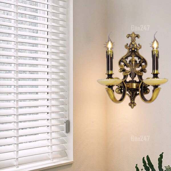 Đèn tường đồng cổ 2 tay nến VĐ9202/2